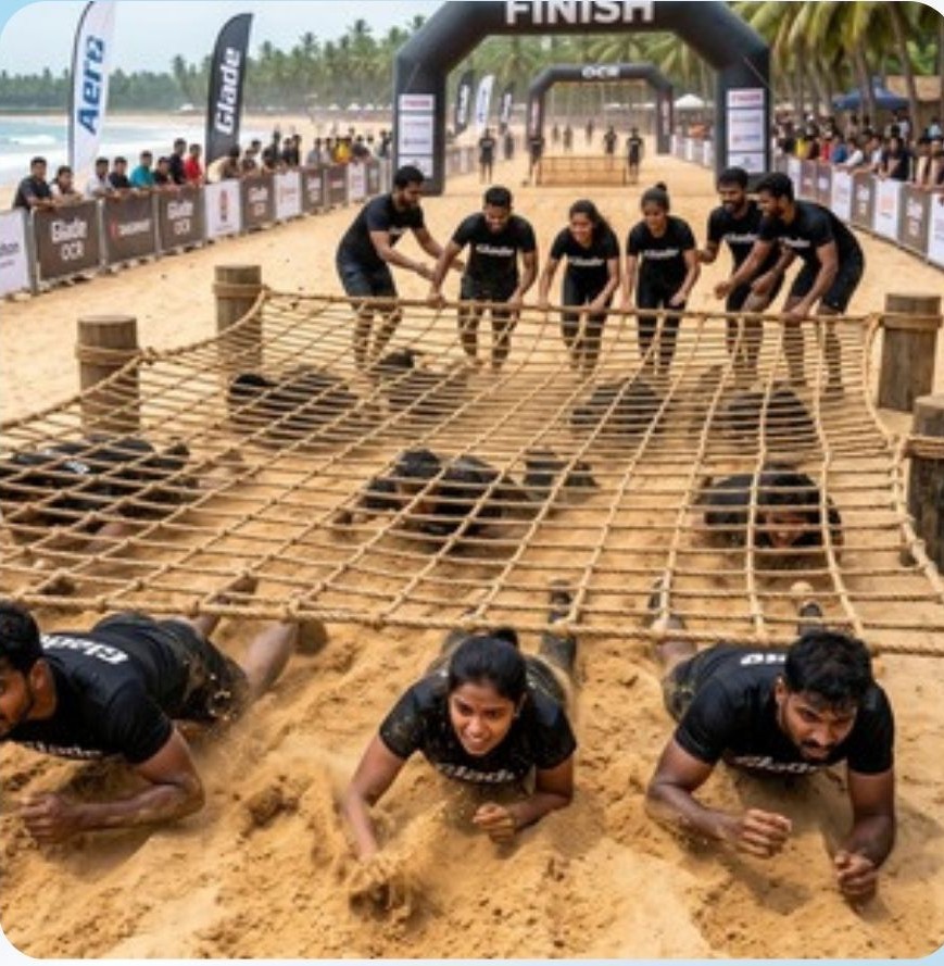 Net Crawl obstacle at Glade Runner 2026 beach race